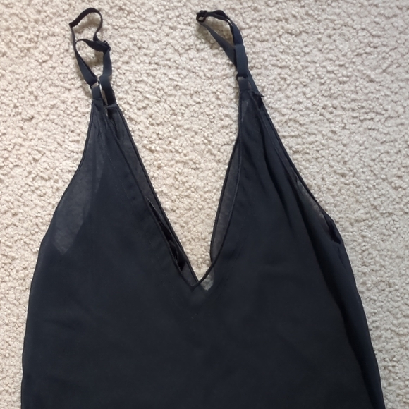 Vintage Express Black See Through Silk V Neck Camisole Top - Picture 6 of 15